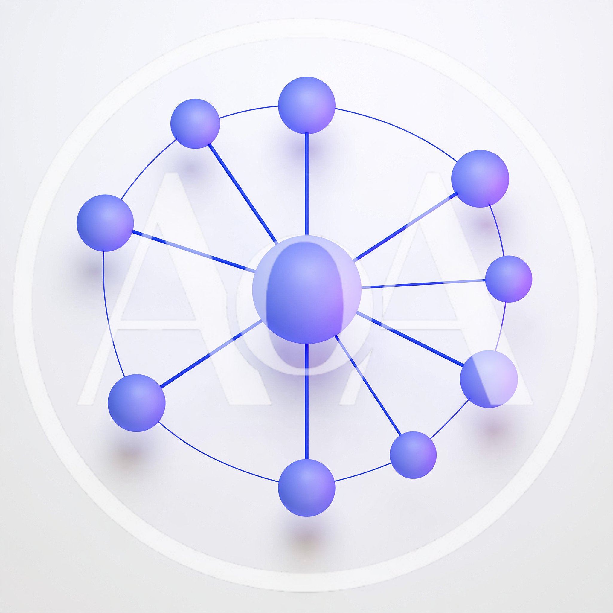 3D Rendered Network Diagram With Central Hub