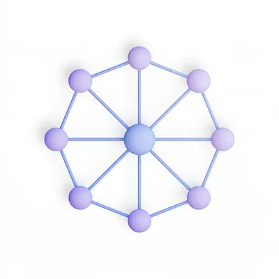3D Network Connection Diagram With Central Hub