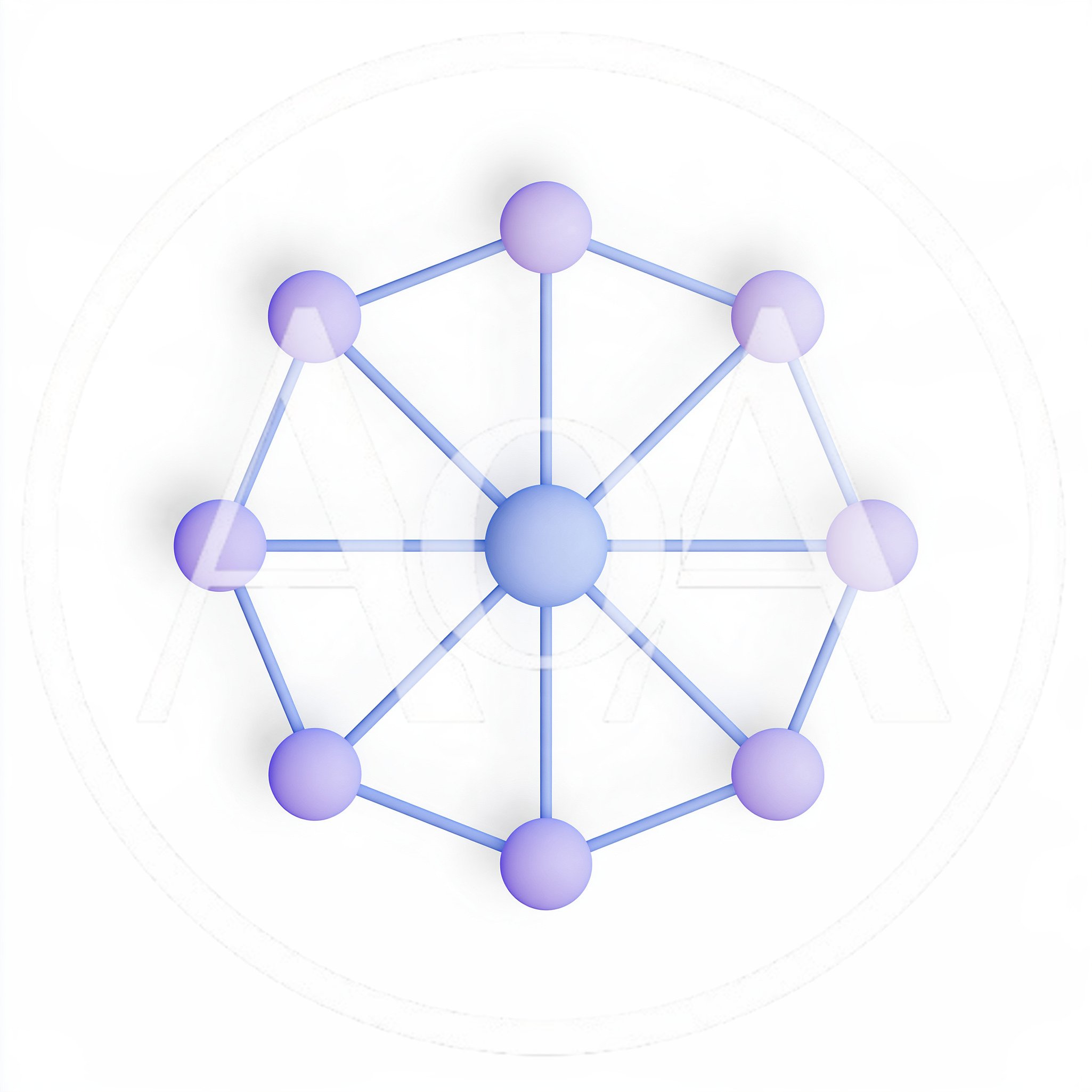 3D Network Connection Diagram With Central Hub