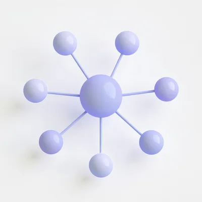3D Rendered Purple Network Node Diagram