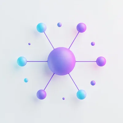 3D Abstract Molecular Structure With Gradient Spheres