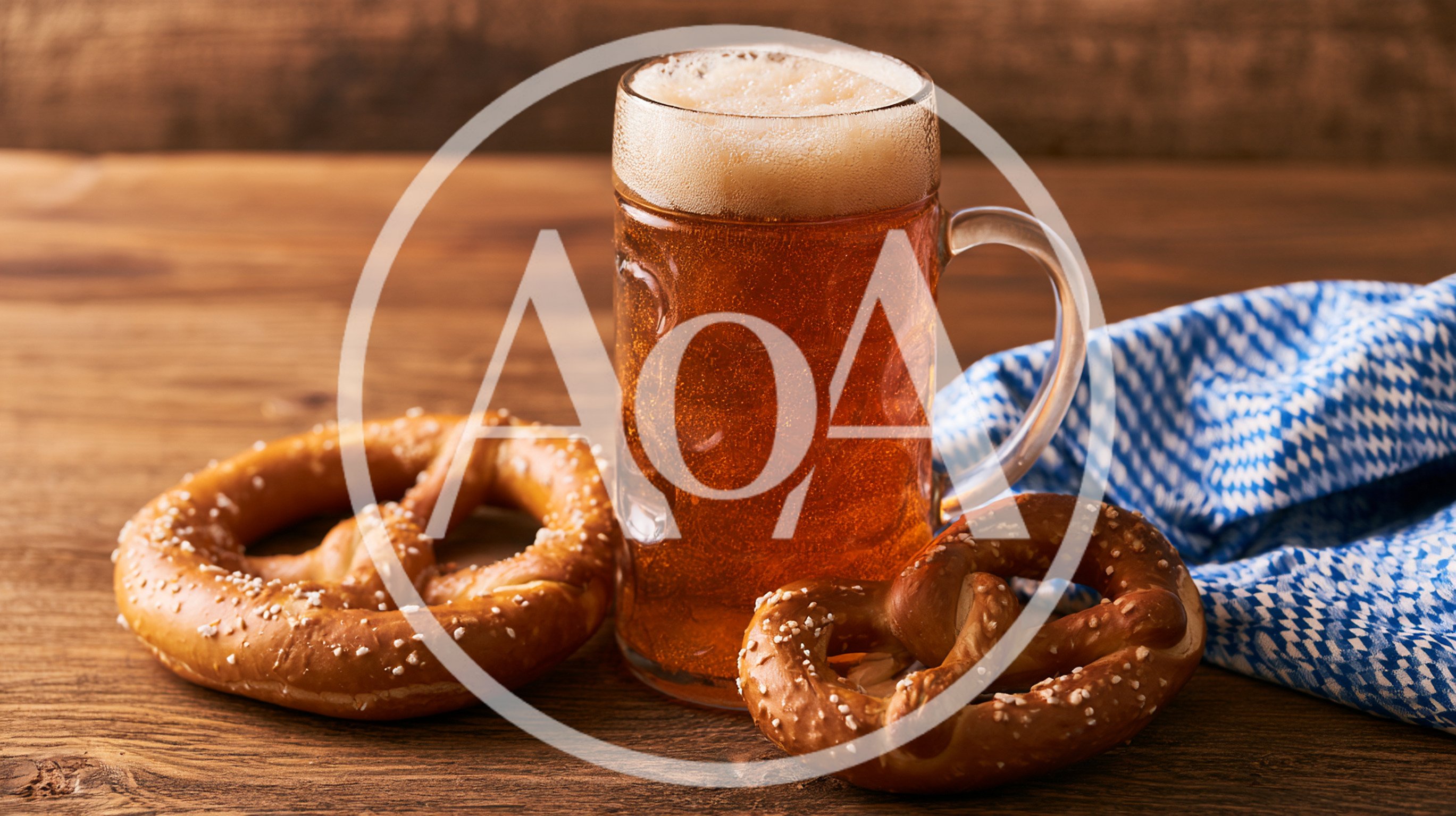 Bavarian Beer Mug With Pretzels On Wooden Table