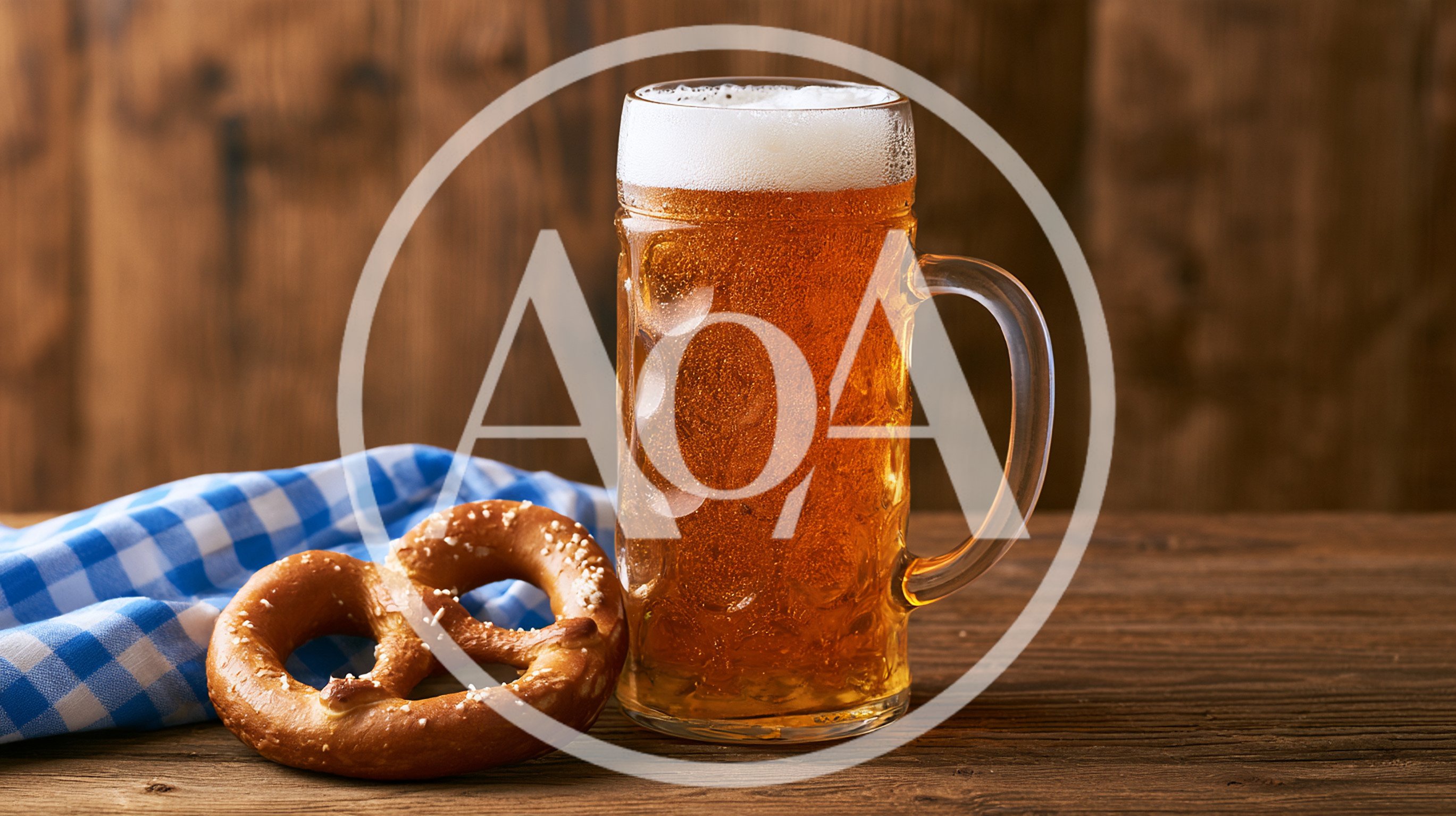Beer Mug And Pretzel On Wooden Table