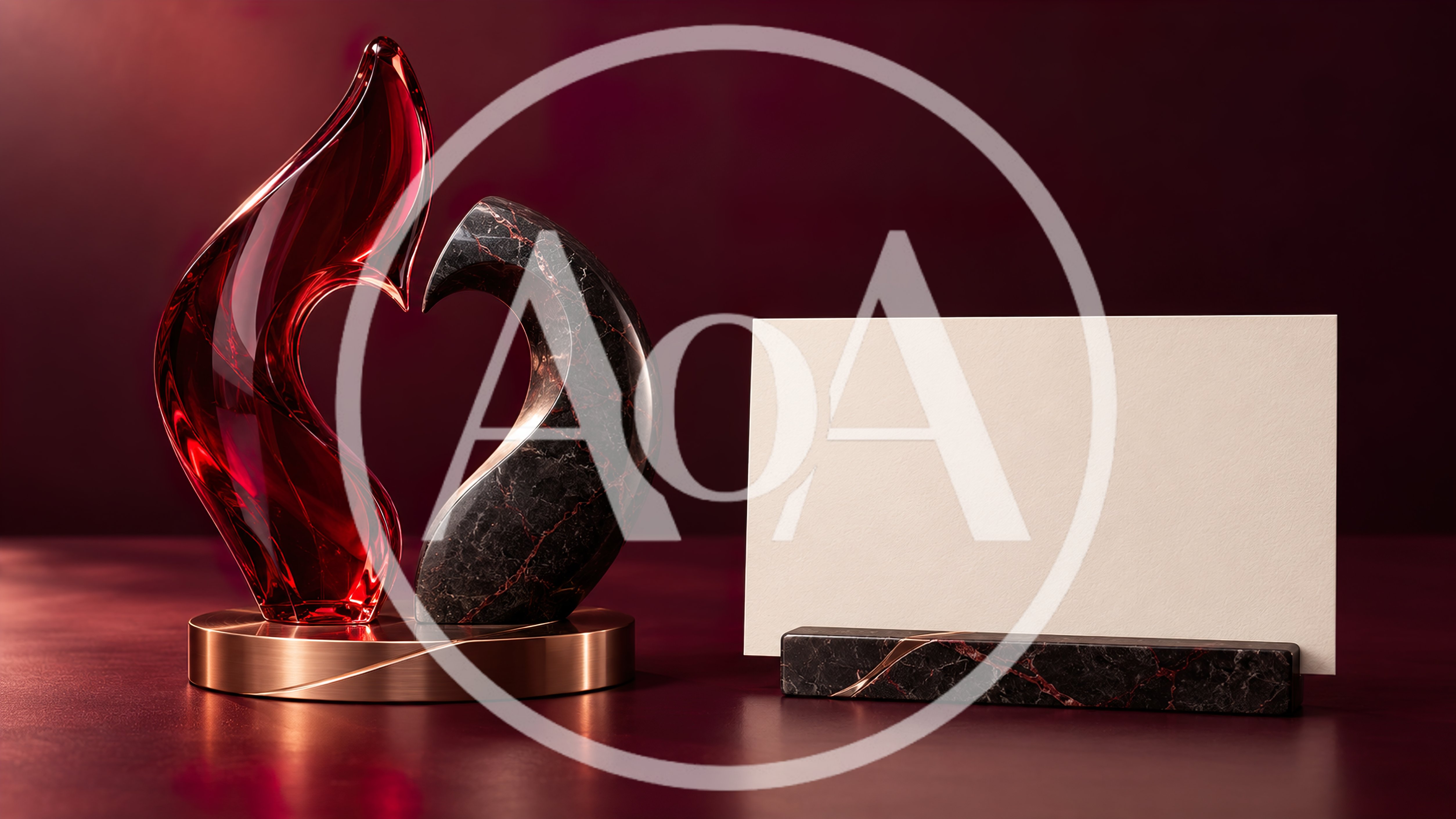 Abstract Heart Sculpture With Blank Business Card Holder