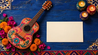 Day of the Dead Celebration Still Life with Guitar