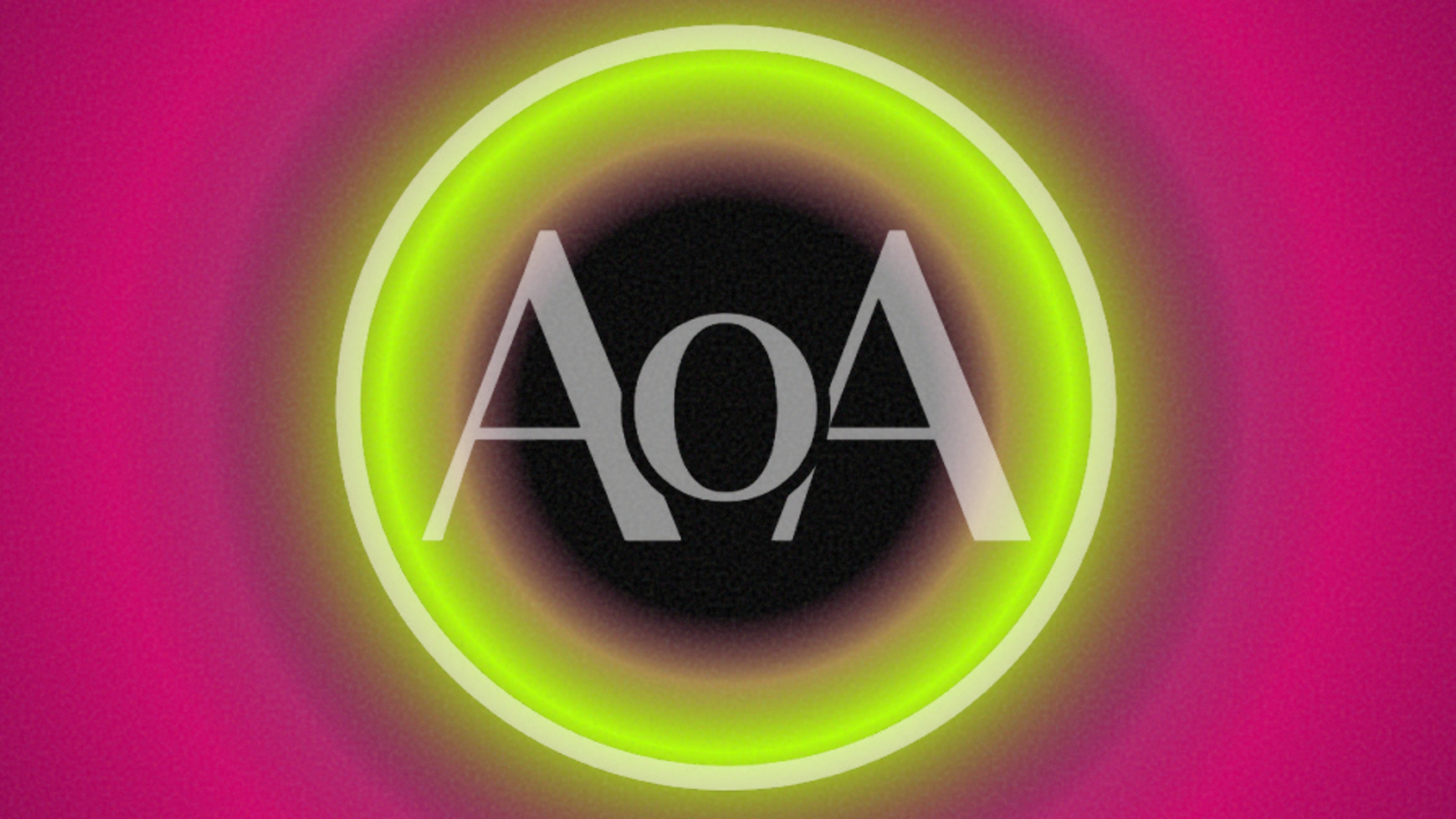 Abstract Neon Green Ring Pulsing On Pink Background
