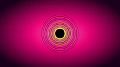 Abstract Concentric Circles Pulsing With Neon Pink Light