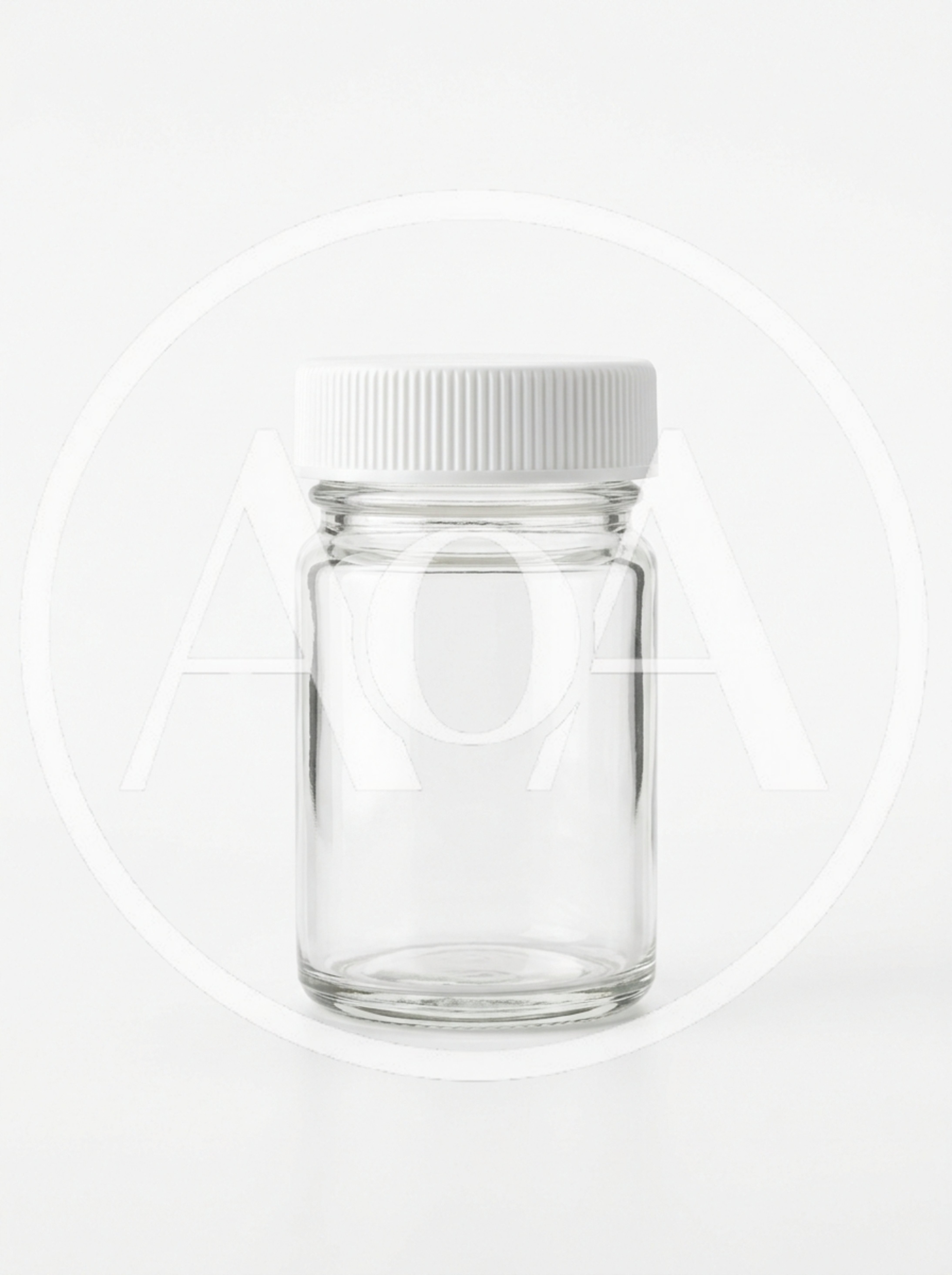Empty Clear Glass Jar With White Plastic Lid