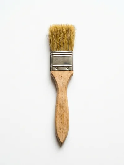 Wooden Handle Paint Brush Isolated On White Background