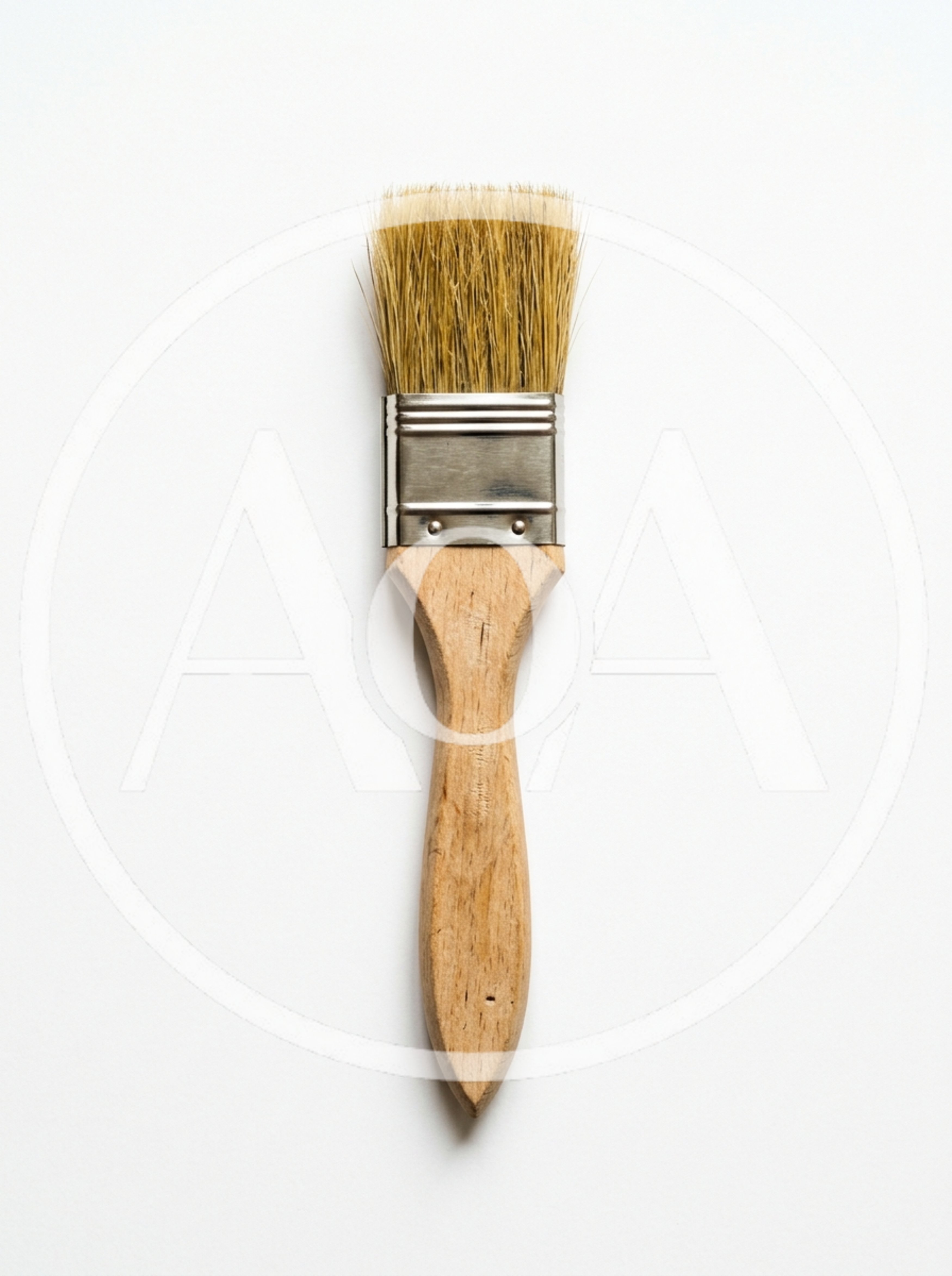Wooden Handle Paint Brush Isolated On White Background