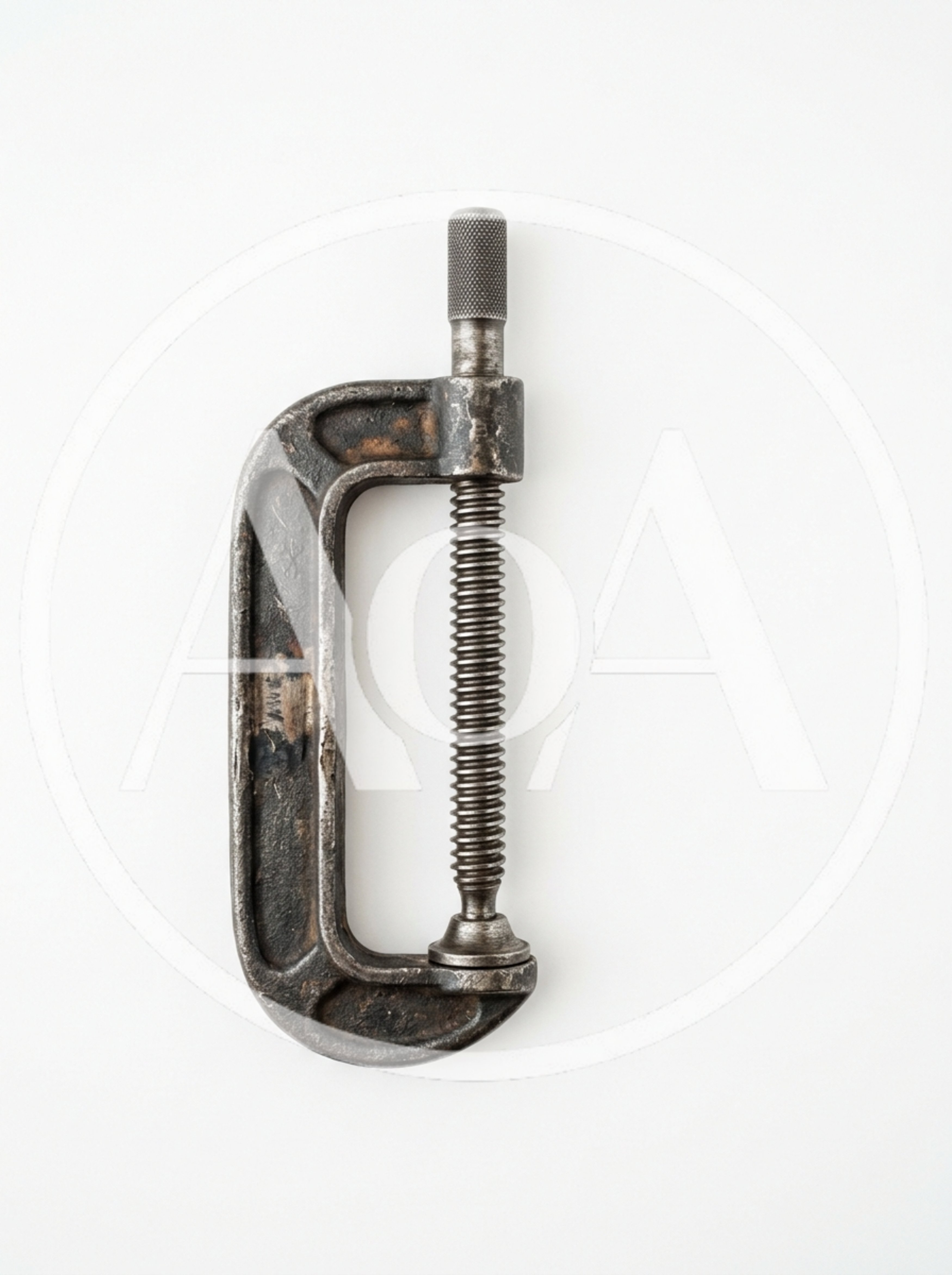 Vintage Metal C-Clamp Tool Isolated On White Background