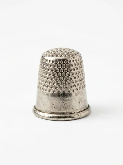 Vintage Metal Sewing Thimble Isolated On White Background