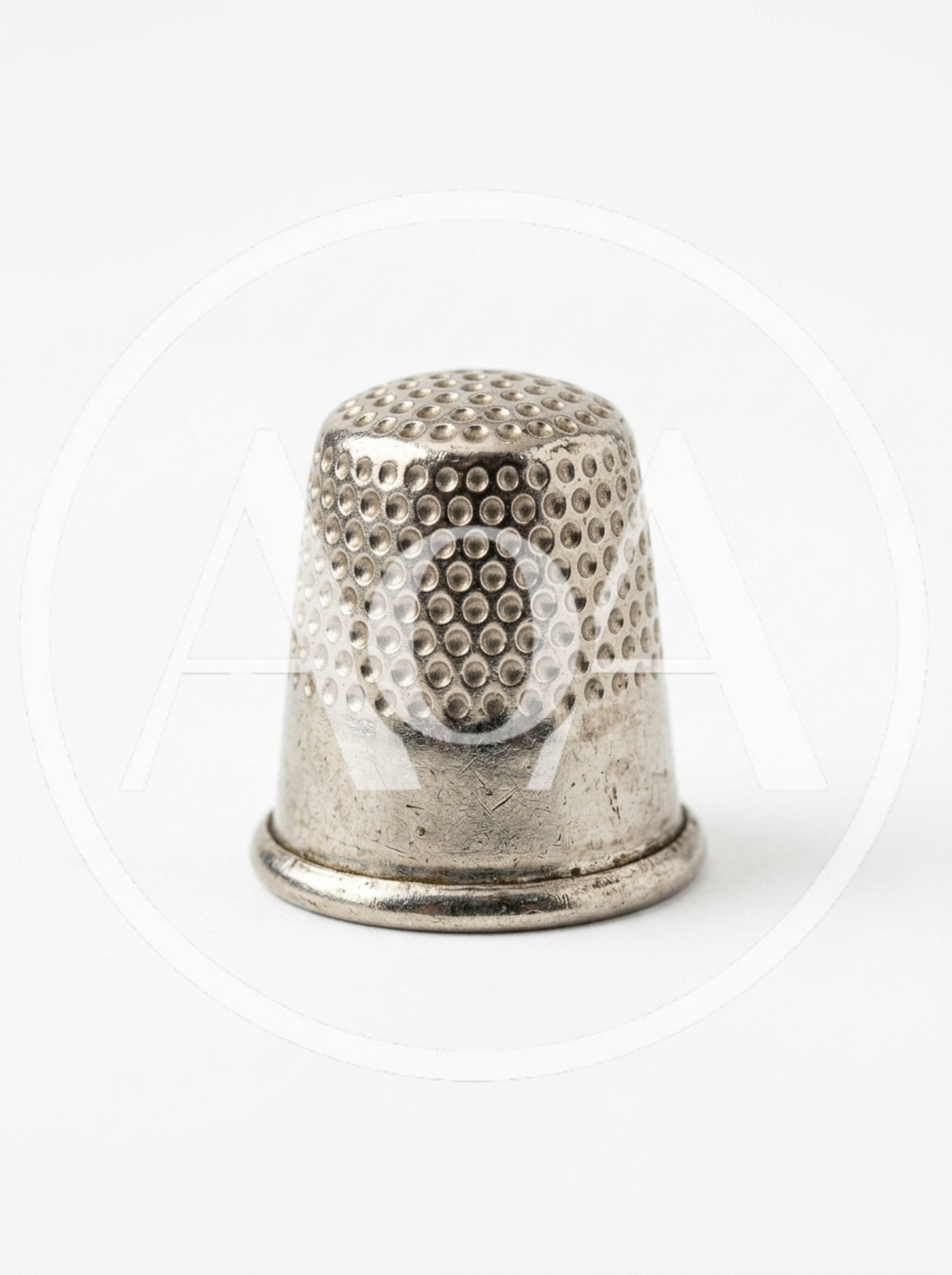 Vintage Metal Sewing Thimble Isolated On White Background