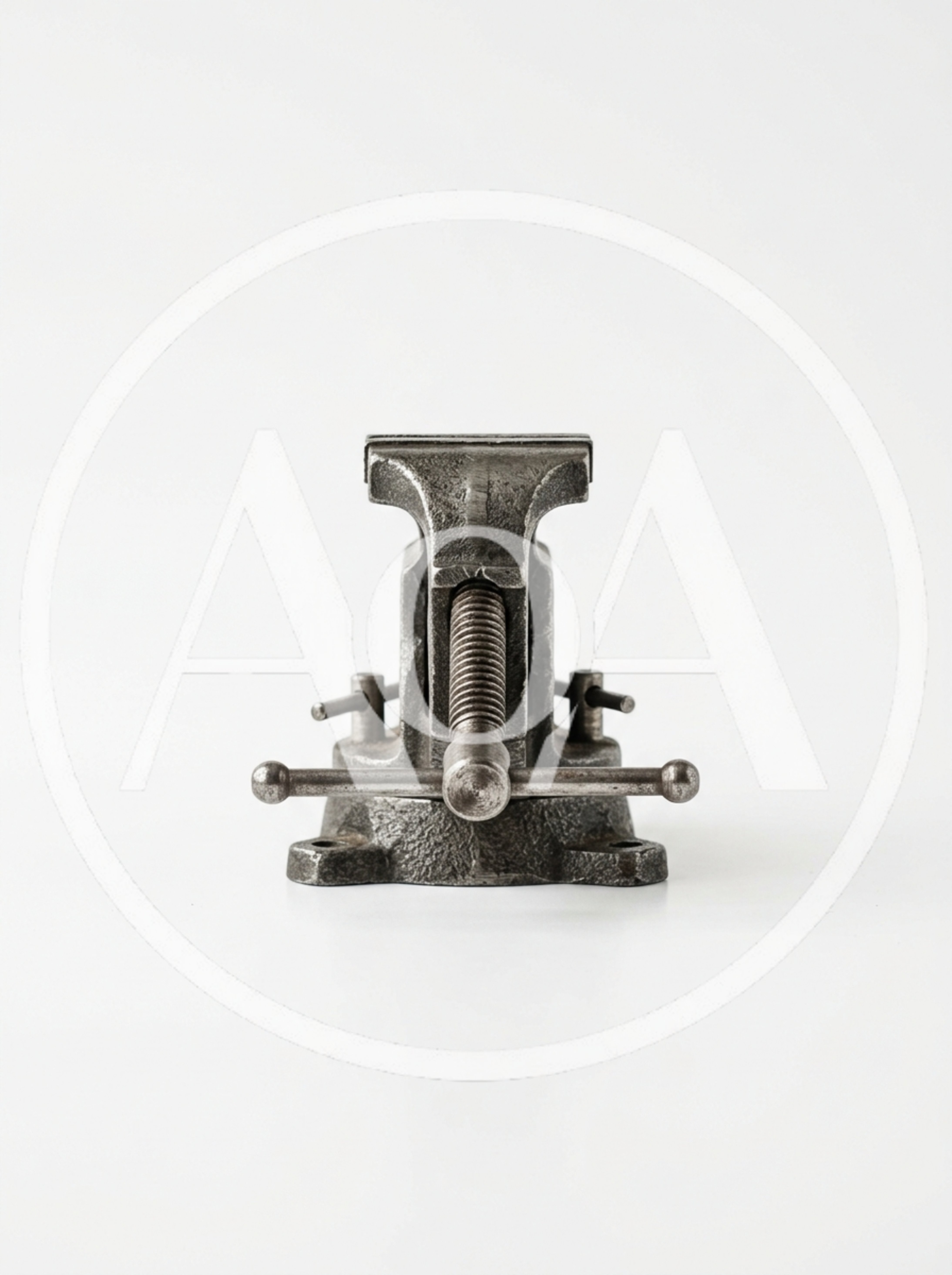 Small Metal Bench Vise on White Background