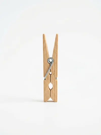 Single Wooden Clothespin Standing Upright