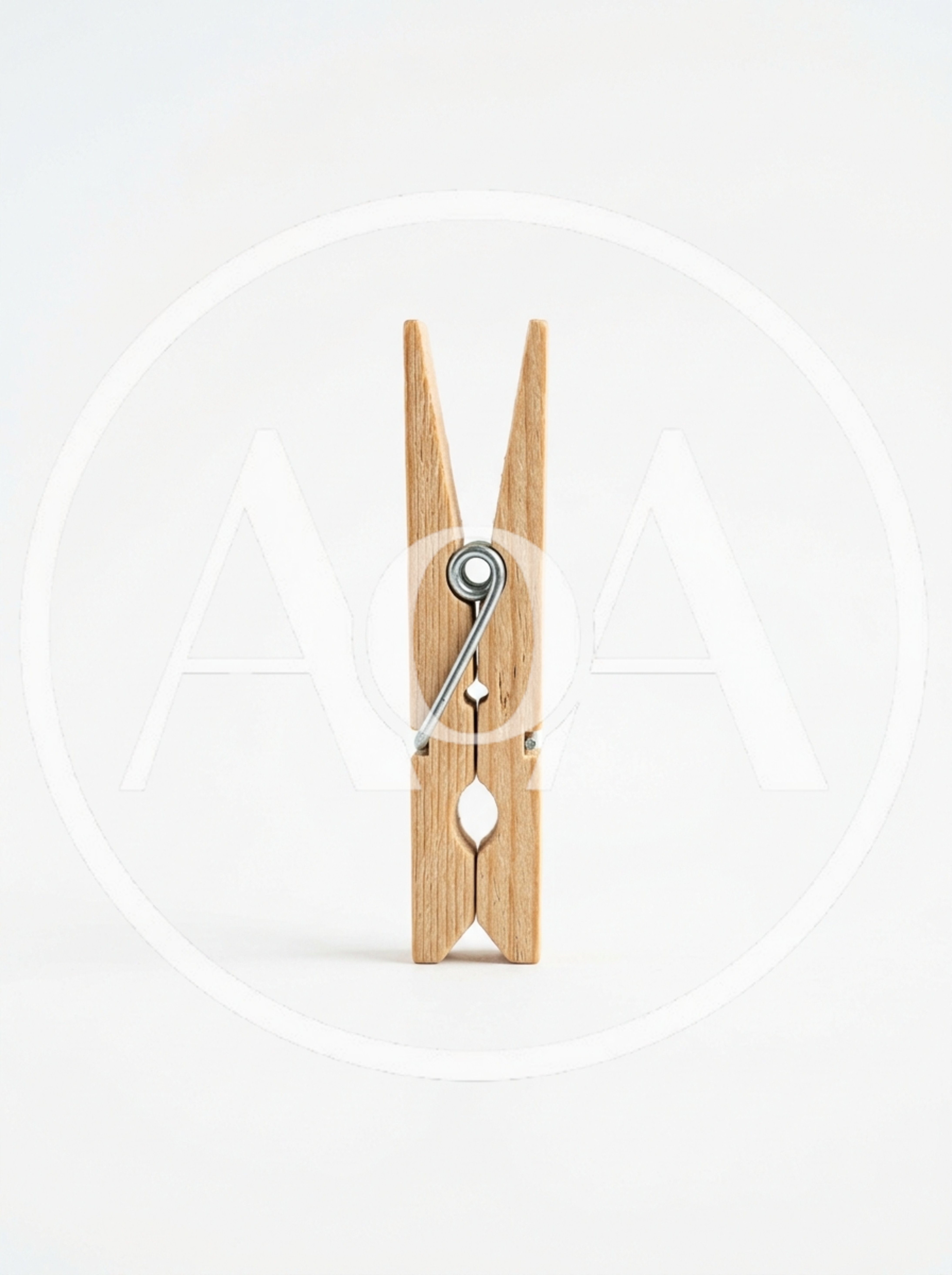 Single Wooden Clothespin Standing Upright