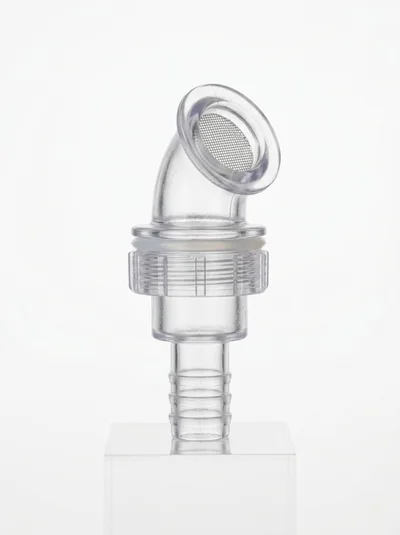 Clear Plastic Hose Connector With Integrated Mesh Filter