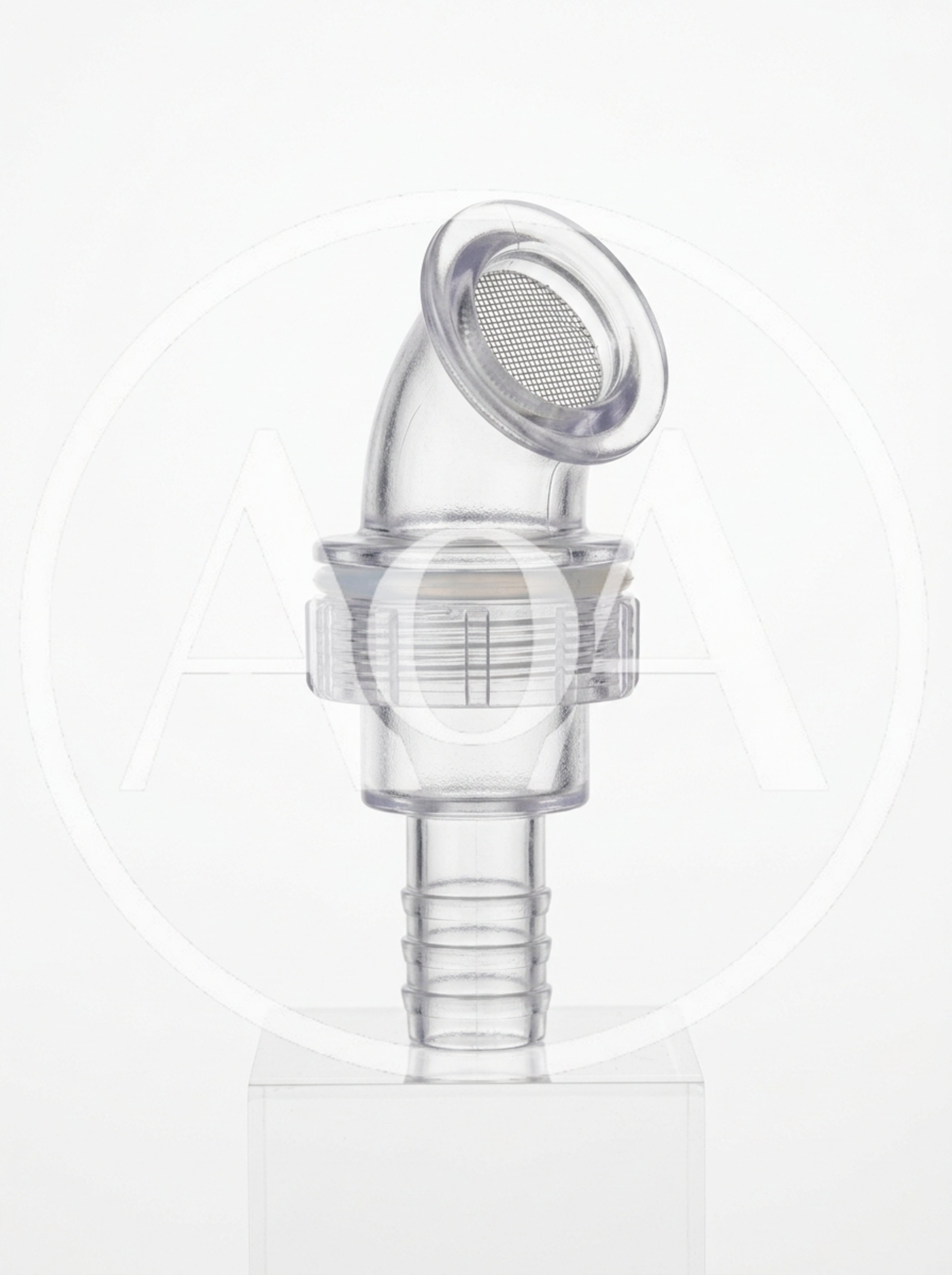 Clear Plastic Hose Connector With Integrated Mesh Filter