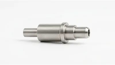Precision Machined Metal Component On White Background