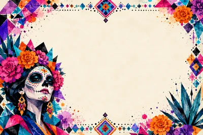 Day of the Dead Sugar Skull Woman Frame