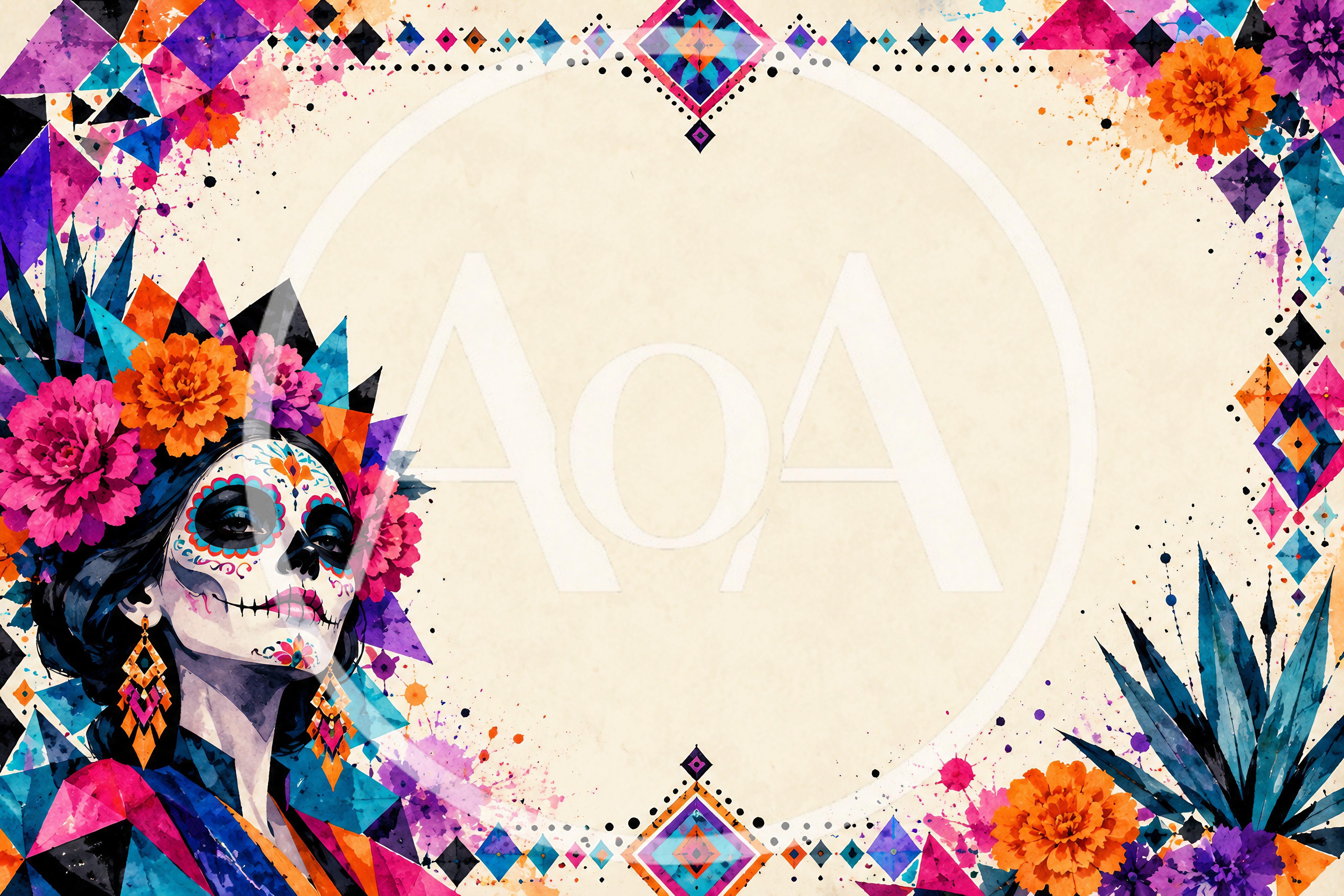 Day of the Dead Sugar Skull Woman Frame