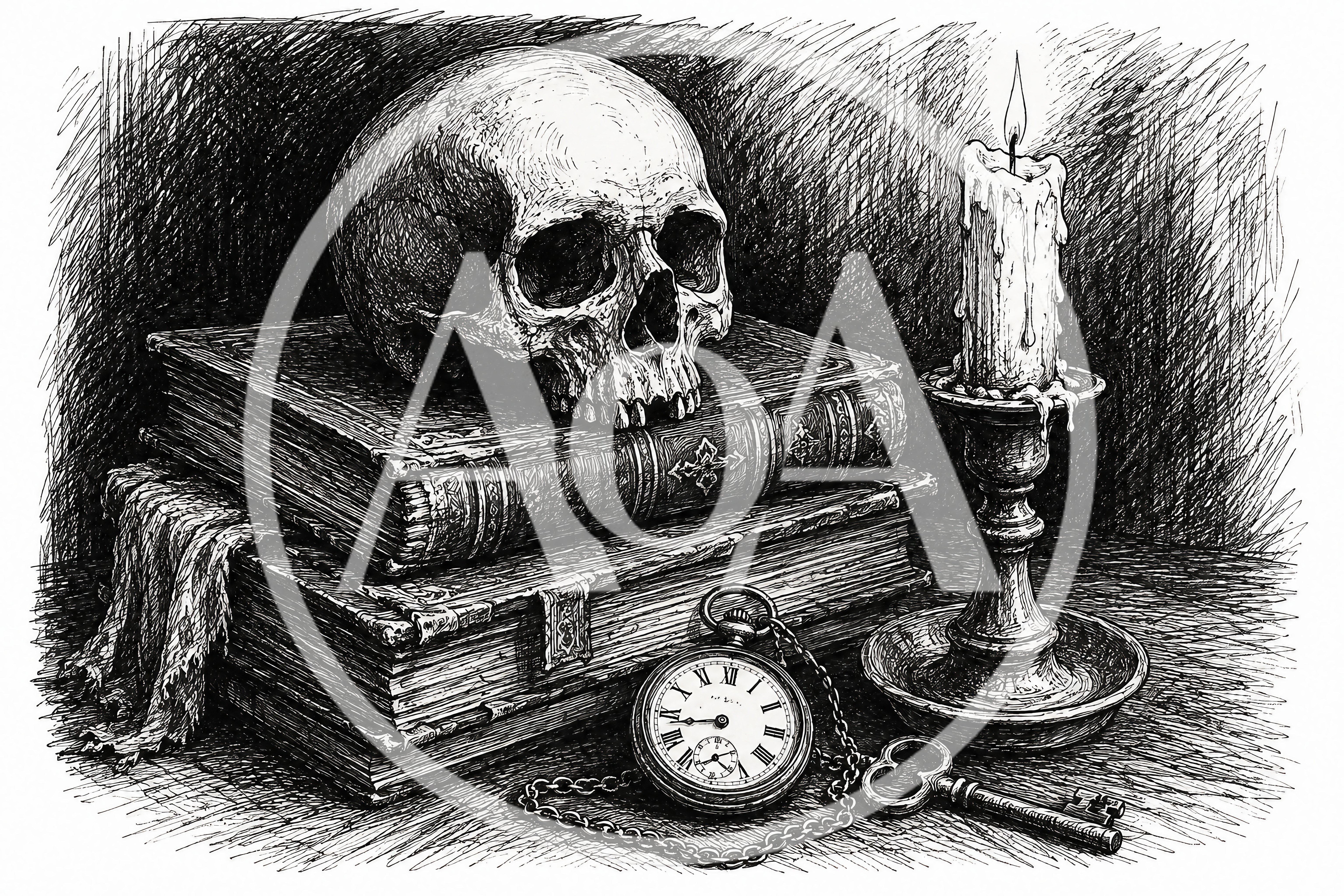 Vanitas Still Life With Skull Books And Candle