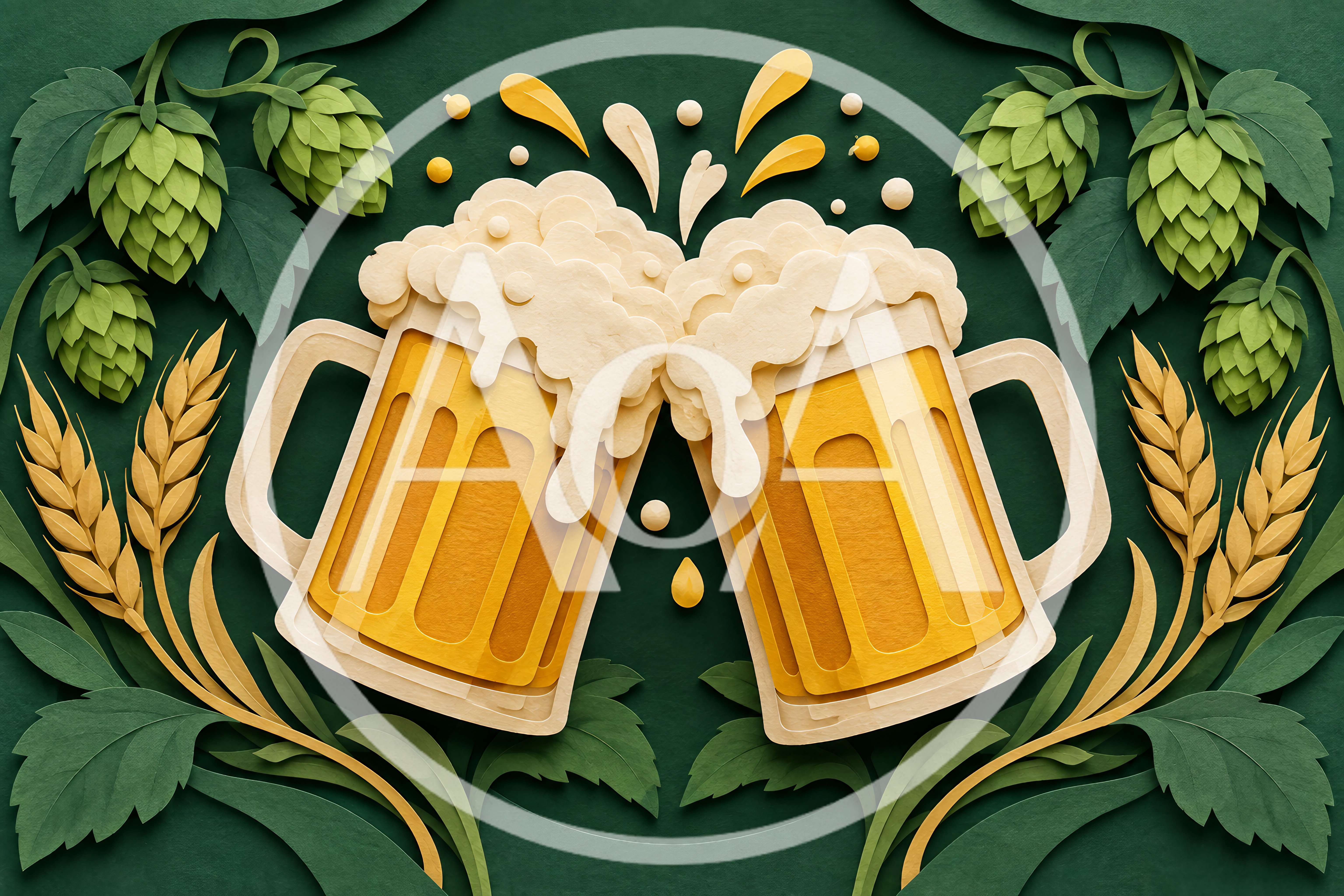 Paper Cutout Illustration Of Two Toasting Beer Mugs