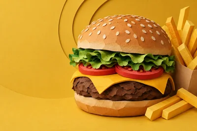 Paper Craft Hamburger And French Fries Set