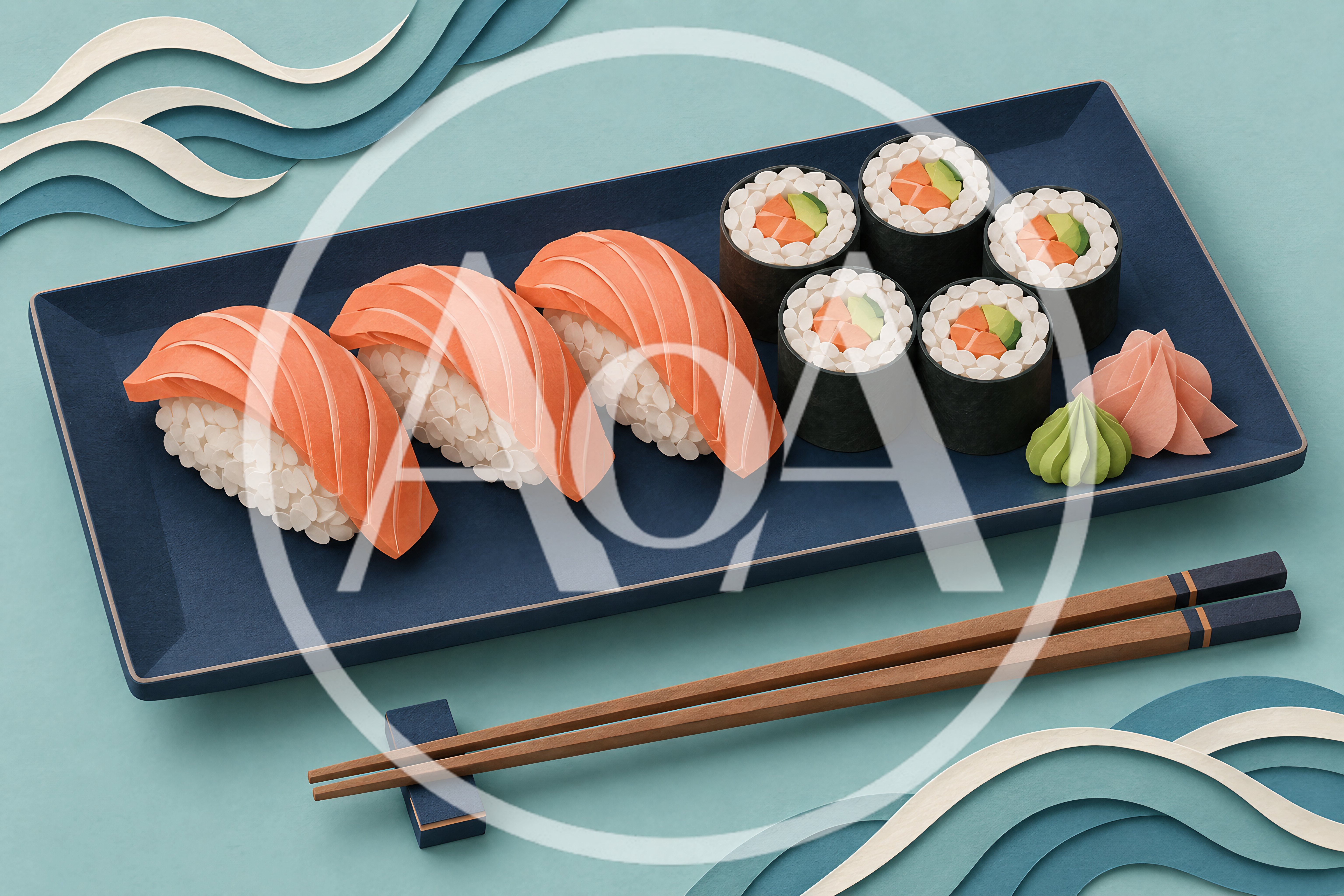 Paper Craft Sushi Platter With Chopsticks