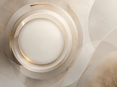 Abstract Minimalist Circular Podium With Gold Accents