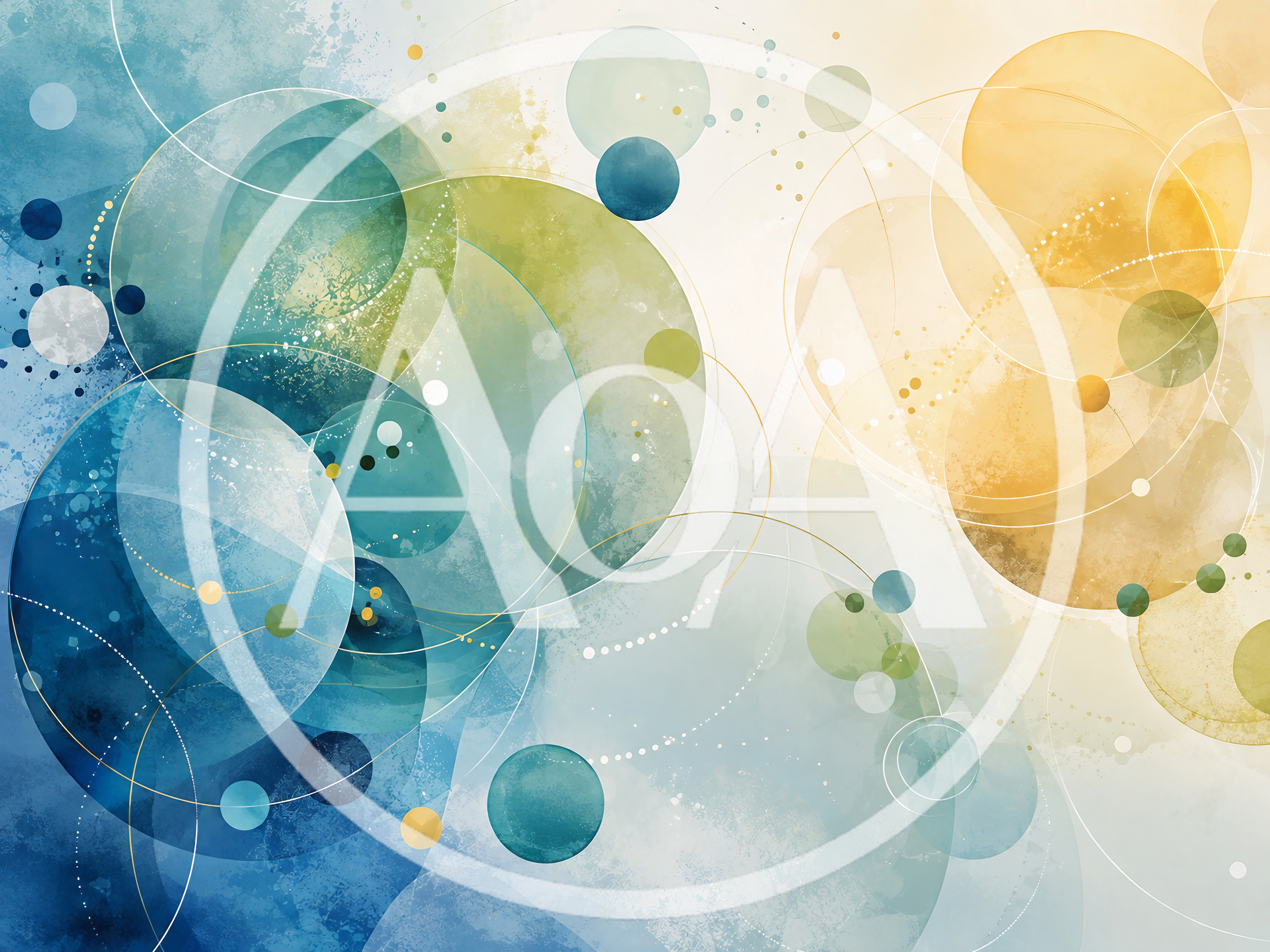 Abstract Watercolor Circles With Geometric Lines And Particles