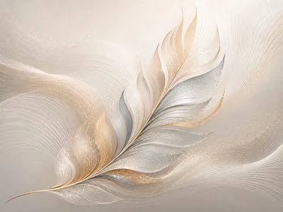 Abstract Golden Feather With Flowing Fine Lines