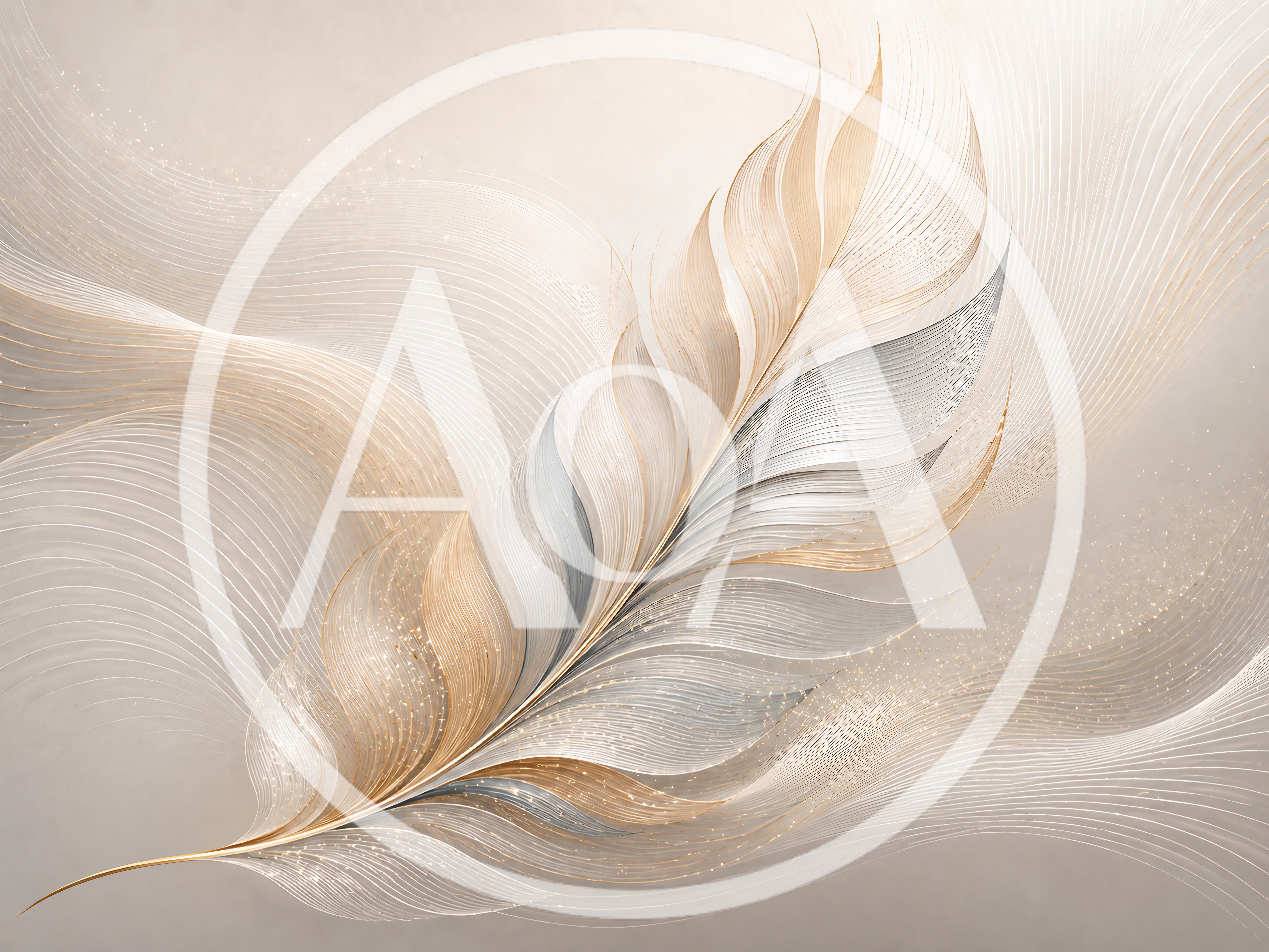 Abstract Golden Feather With Flowing Fine Lines