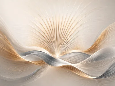Abstract Golden And Silver Flowing Wave Background