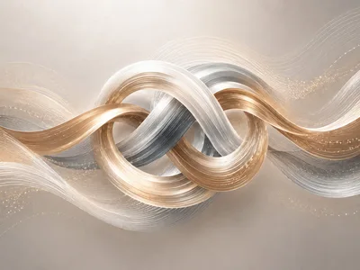 Abstract Gold And Silver Intertwined Ribbon Waves
