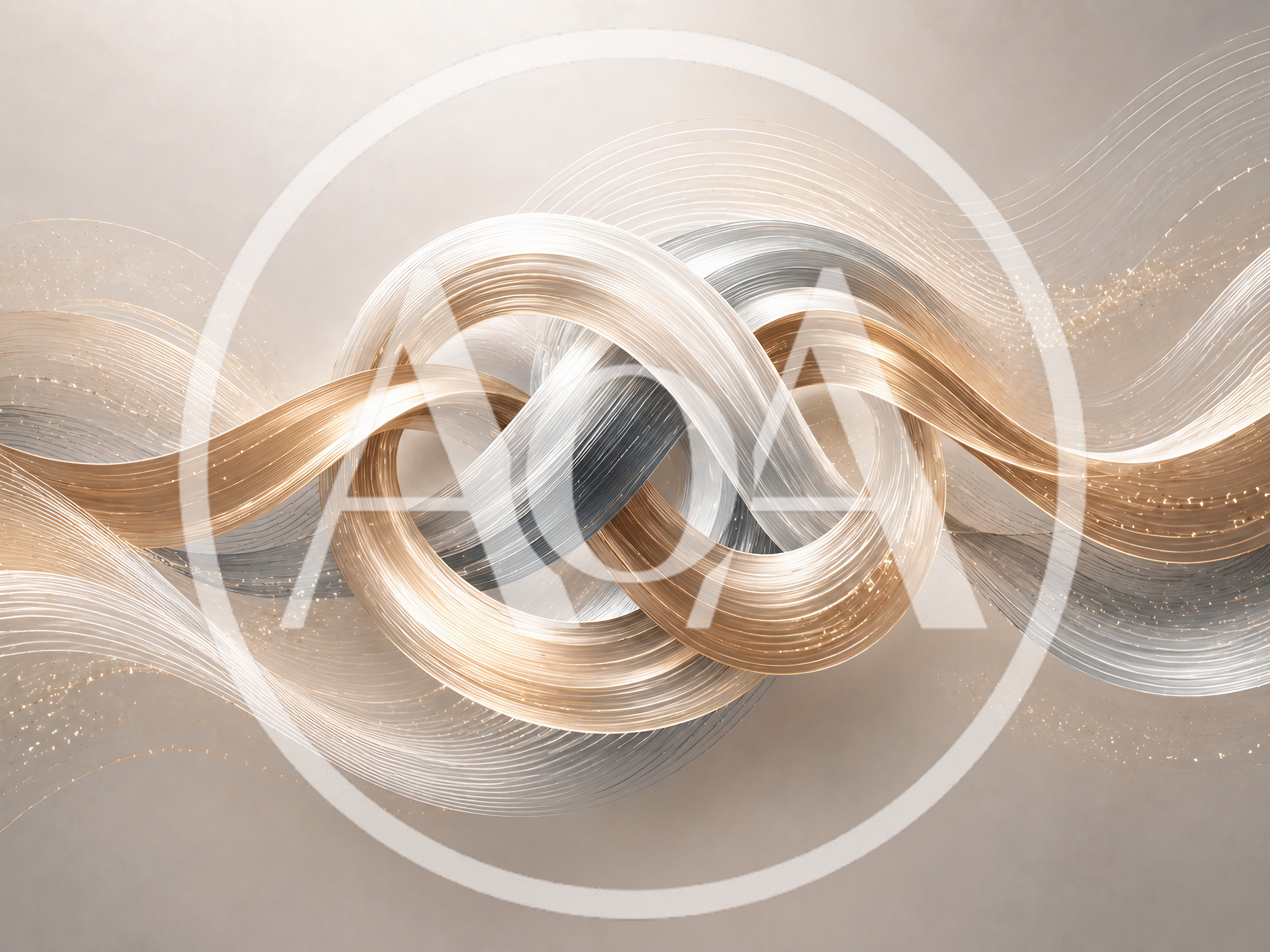 Abstract Gold And Silver Intertwined Ribbon Waves