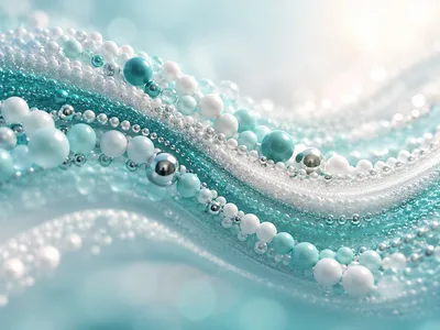 Abstract Background Of Flowing Teal And White Pearls