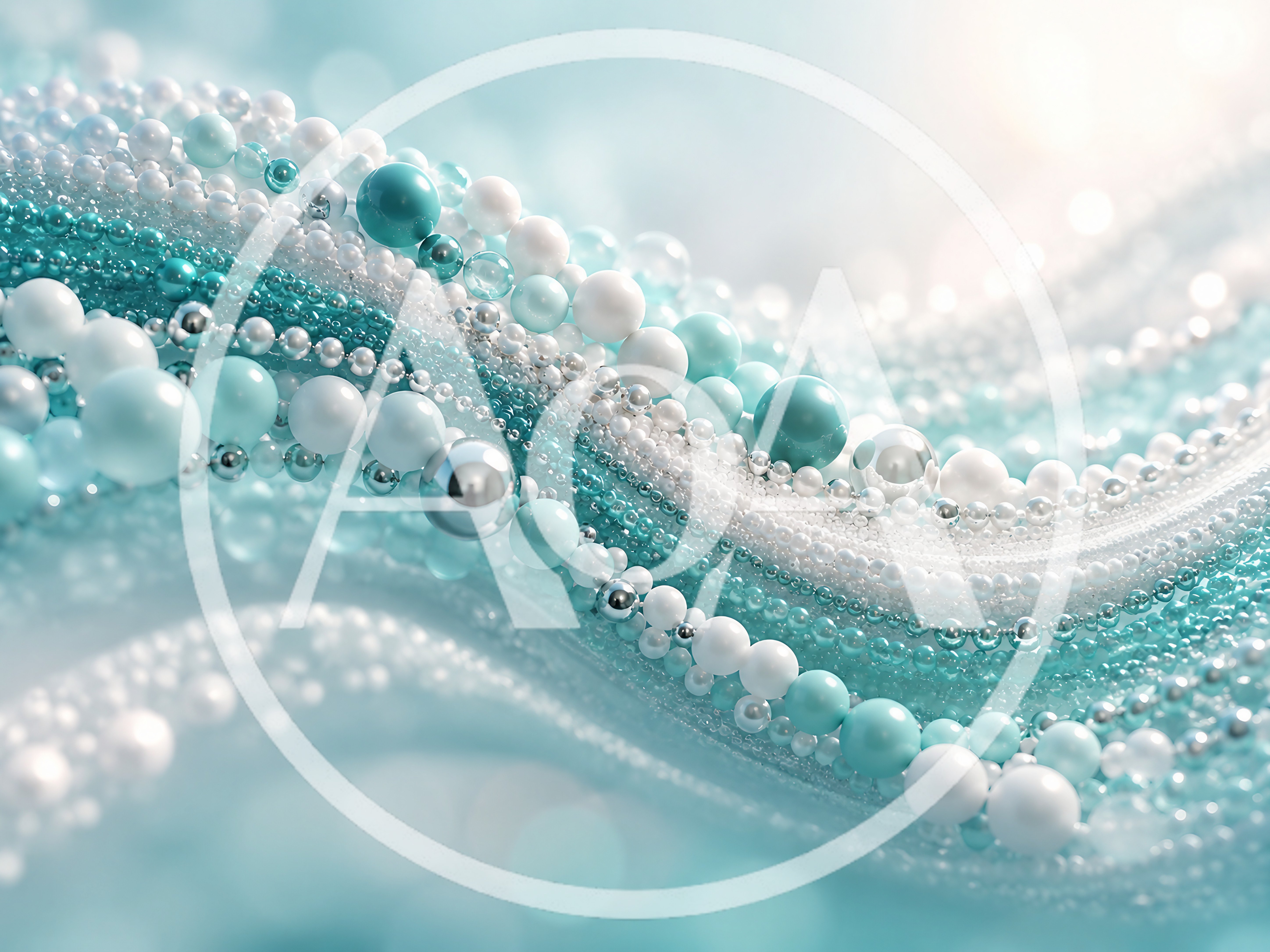 Abstract Background Of Flowing Teal And White Pearls
