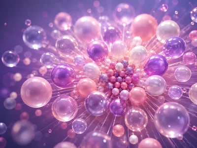 Abstract Background Of Floating Pink And Purple Spheres