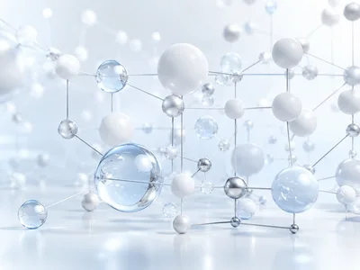 Abstract Molecular Structure With Glass And Metallic Spheres