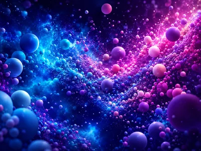Abstract Cosmic Nebula With Floating Spheres