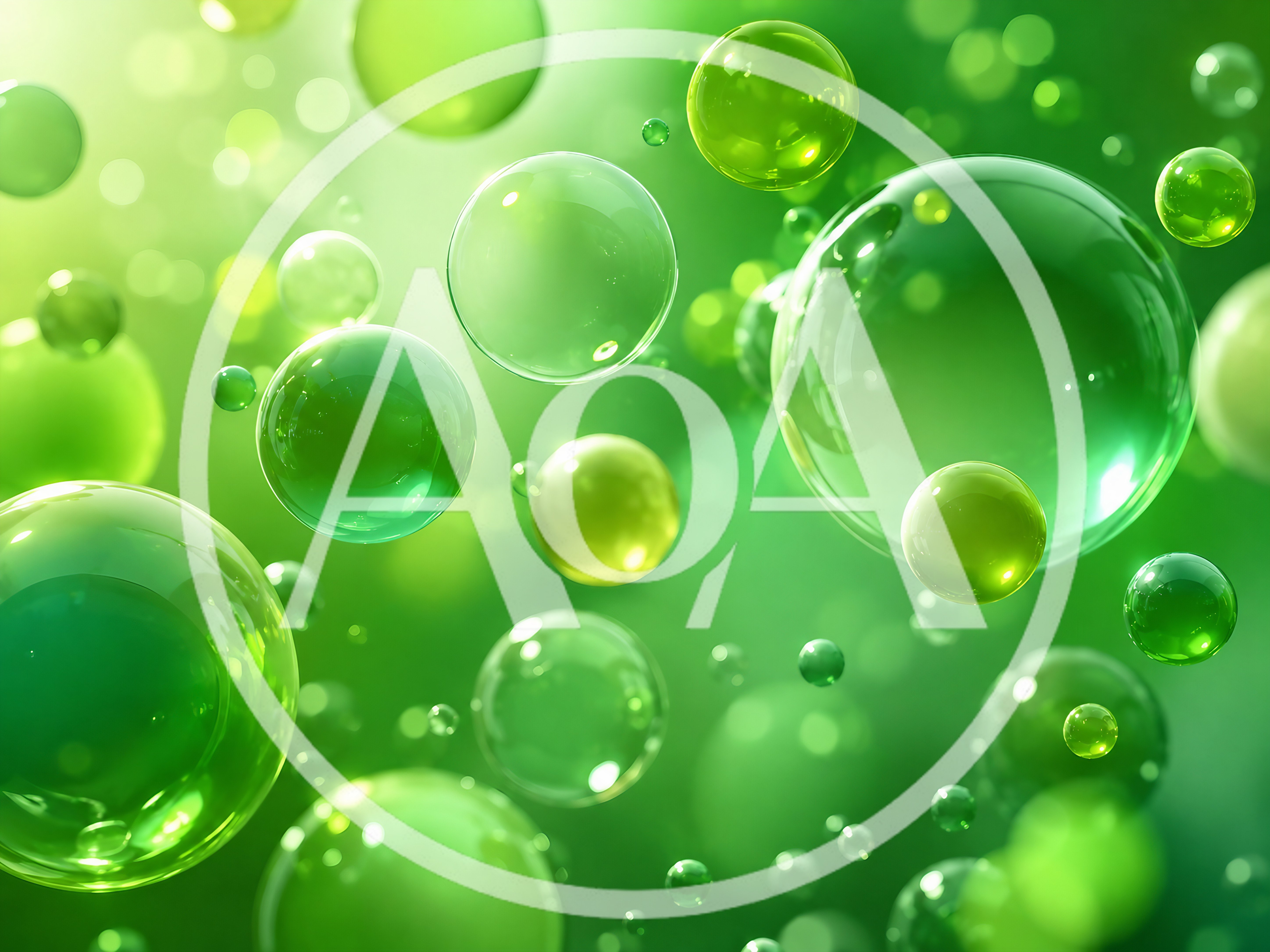 Floating Translucent Green Spheres In Abstract Space