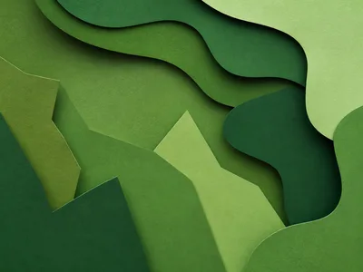 Abstract Green Paper Cutout Layers Background
