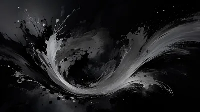 Abstract Black And White Liquid Paint Swirl