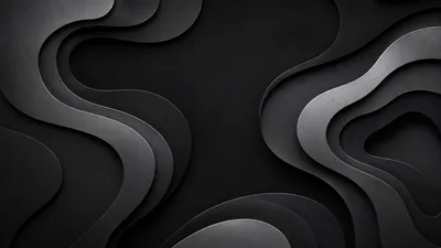 Abstract Dark Grey Wavy Layered Paper Cut Background