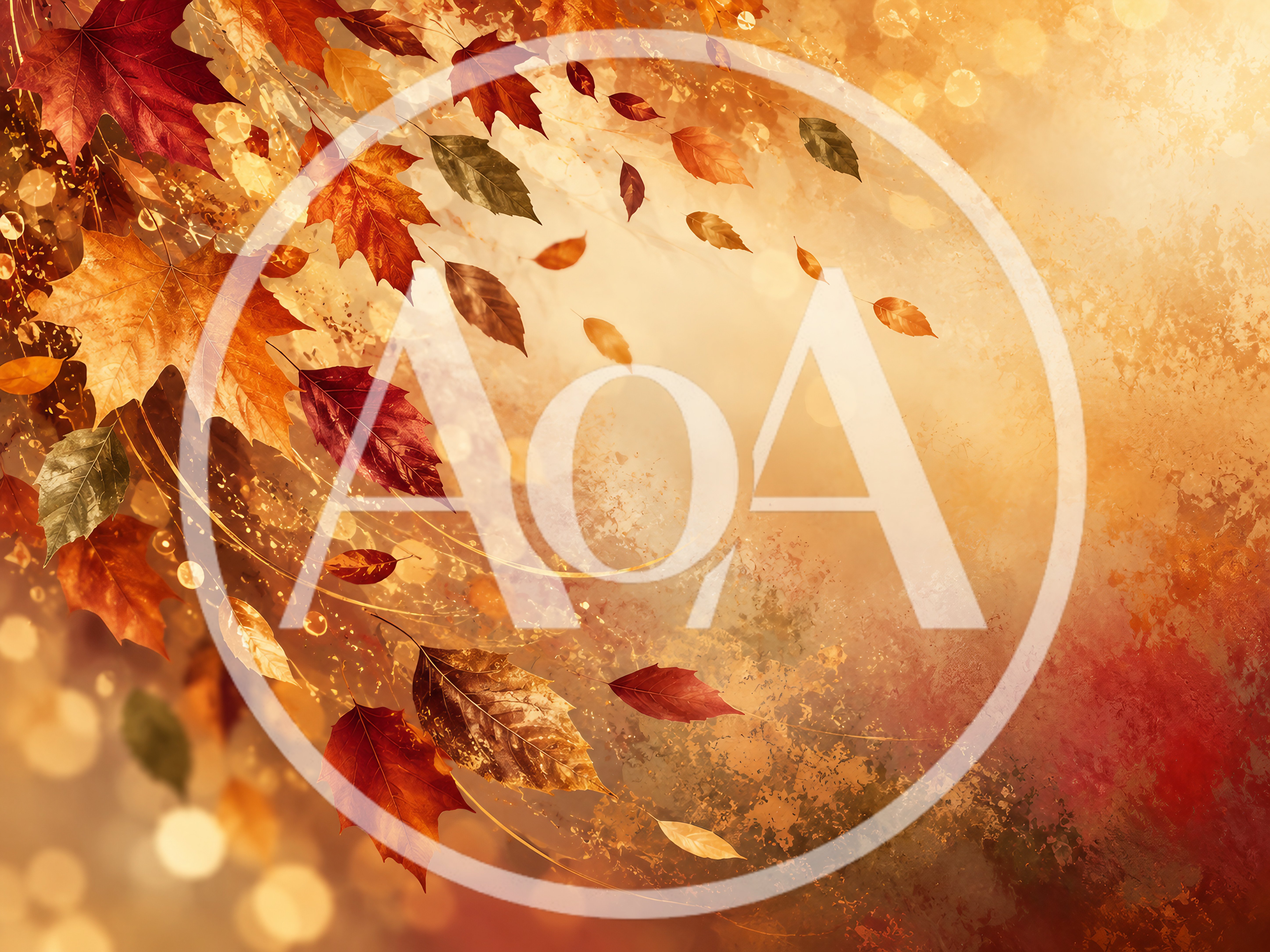 Autumn Leaves Falling In Golden Sunlight
