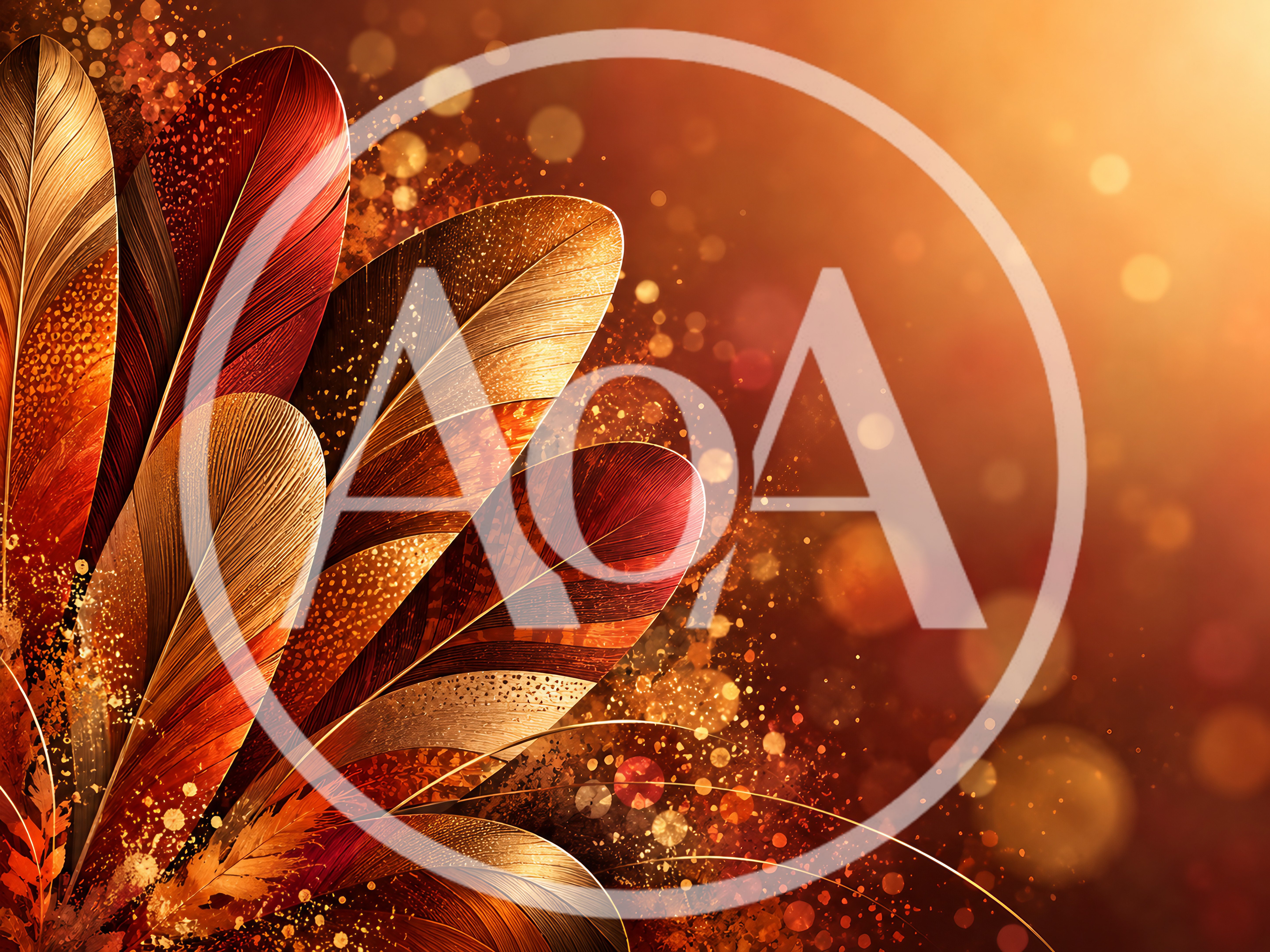 Abstract Golden Feathers With Bokeh Light Background