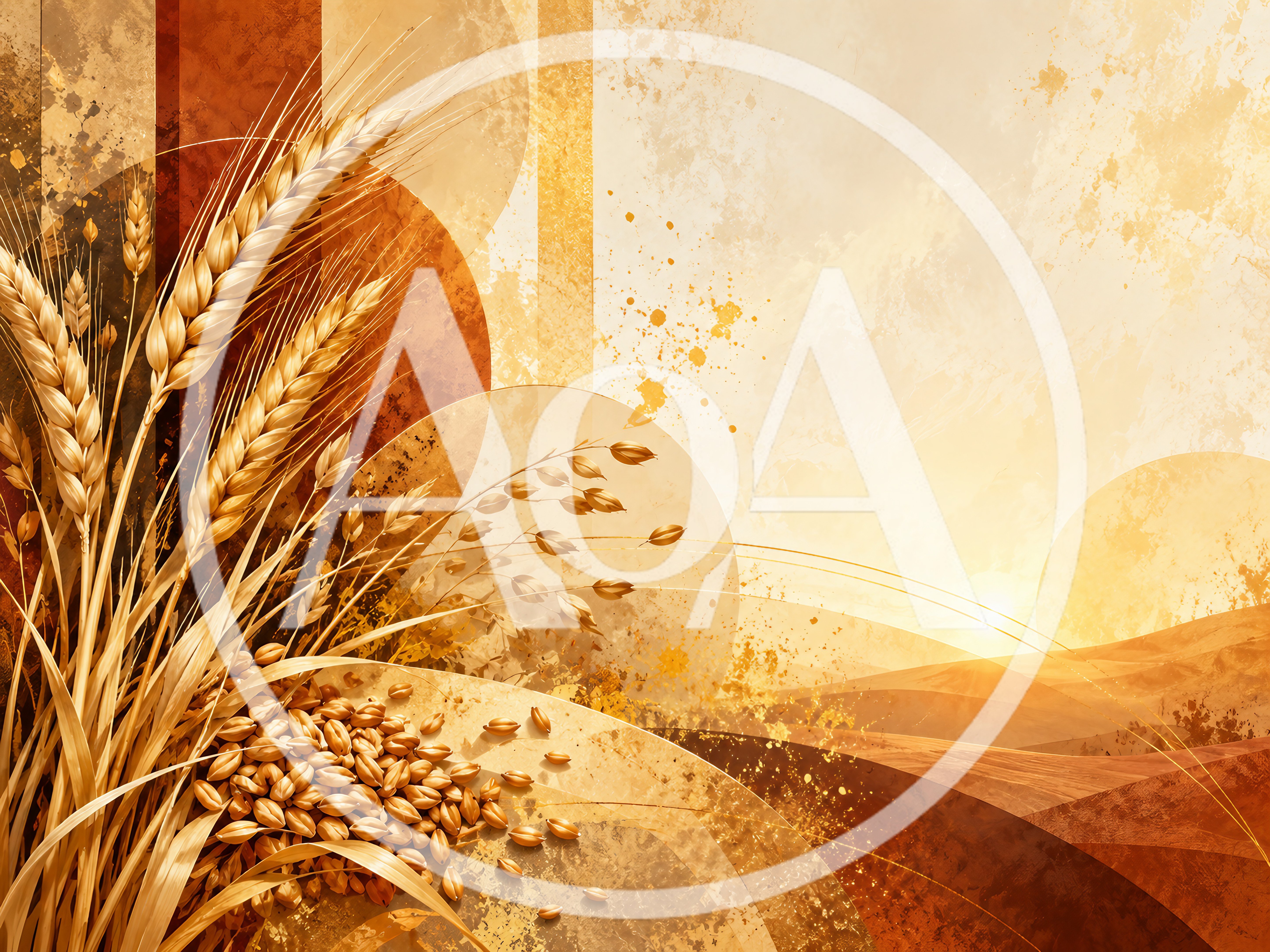 Golden Wheat Stalks and Grains on Abstract Background