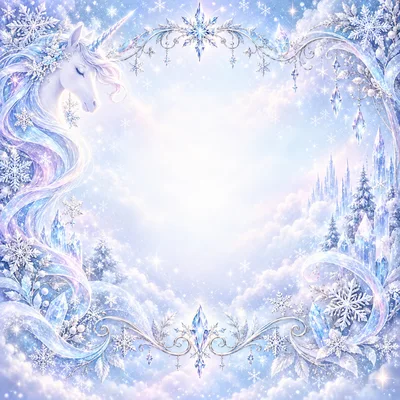Majestic Unicorn In A Winter Wonderland Frame