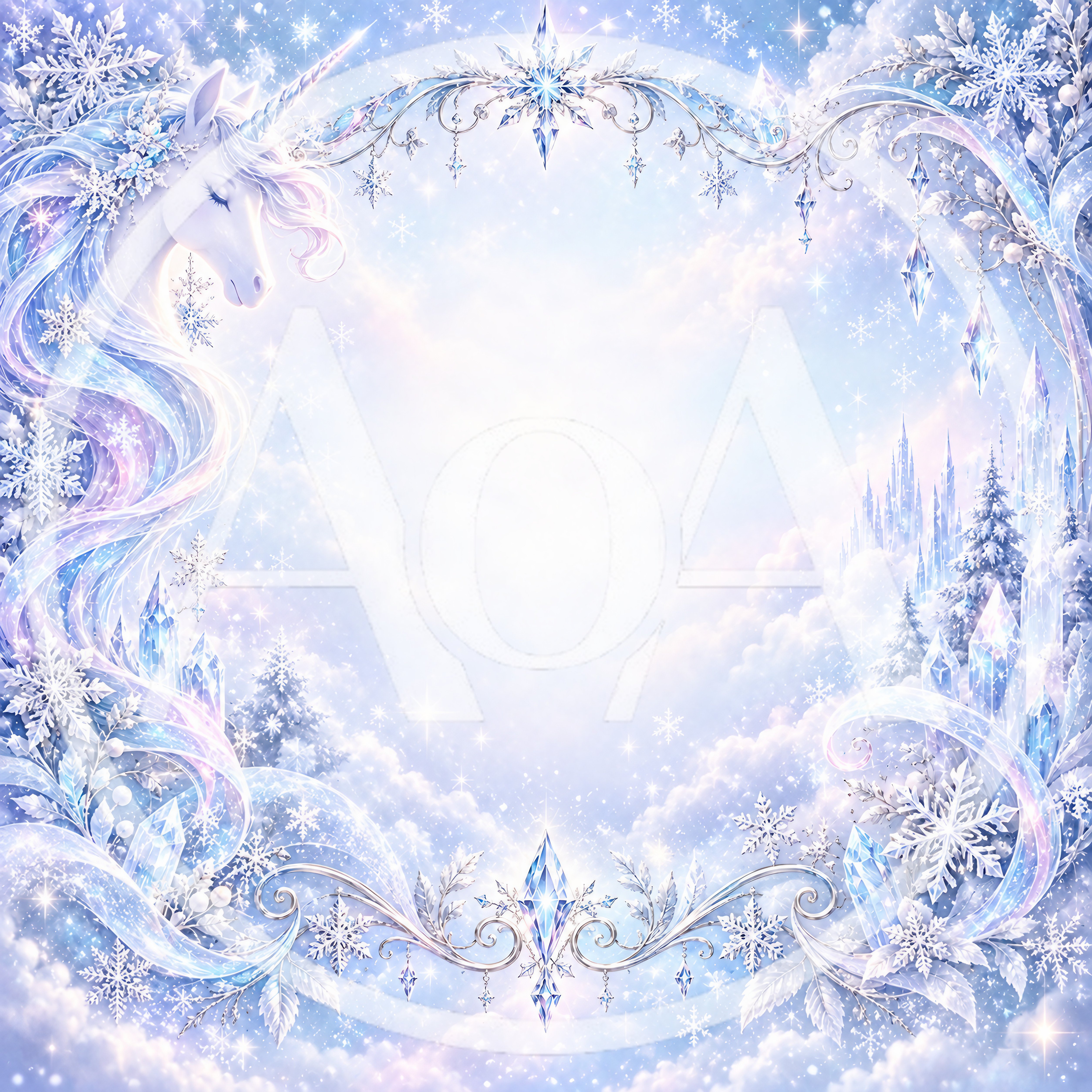 Majestic Unicorn In A Winter Wonderland Frame
